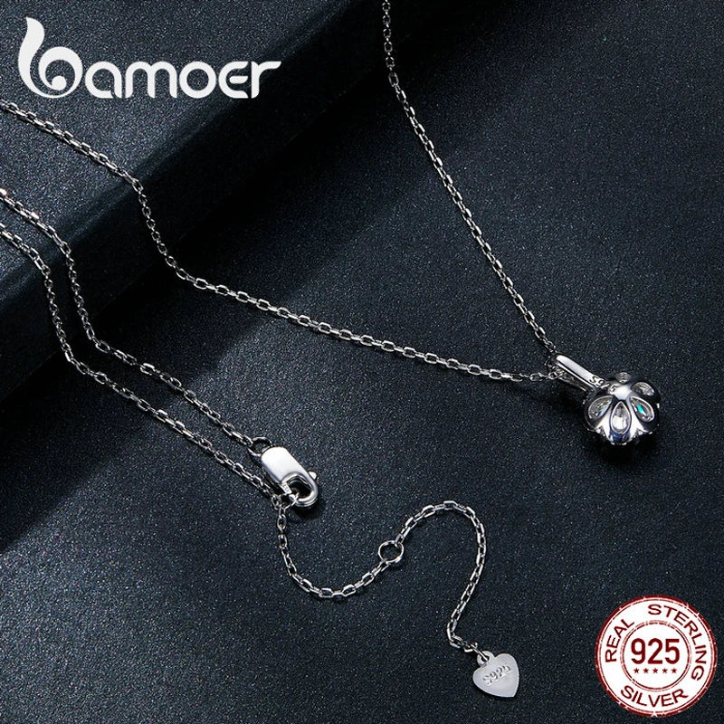 1 Carat Round Brilliant Moissanite Pendant Necklace – 925 Sterling Silver Floral Cut, 45cm Link Chain