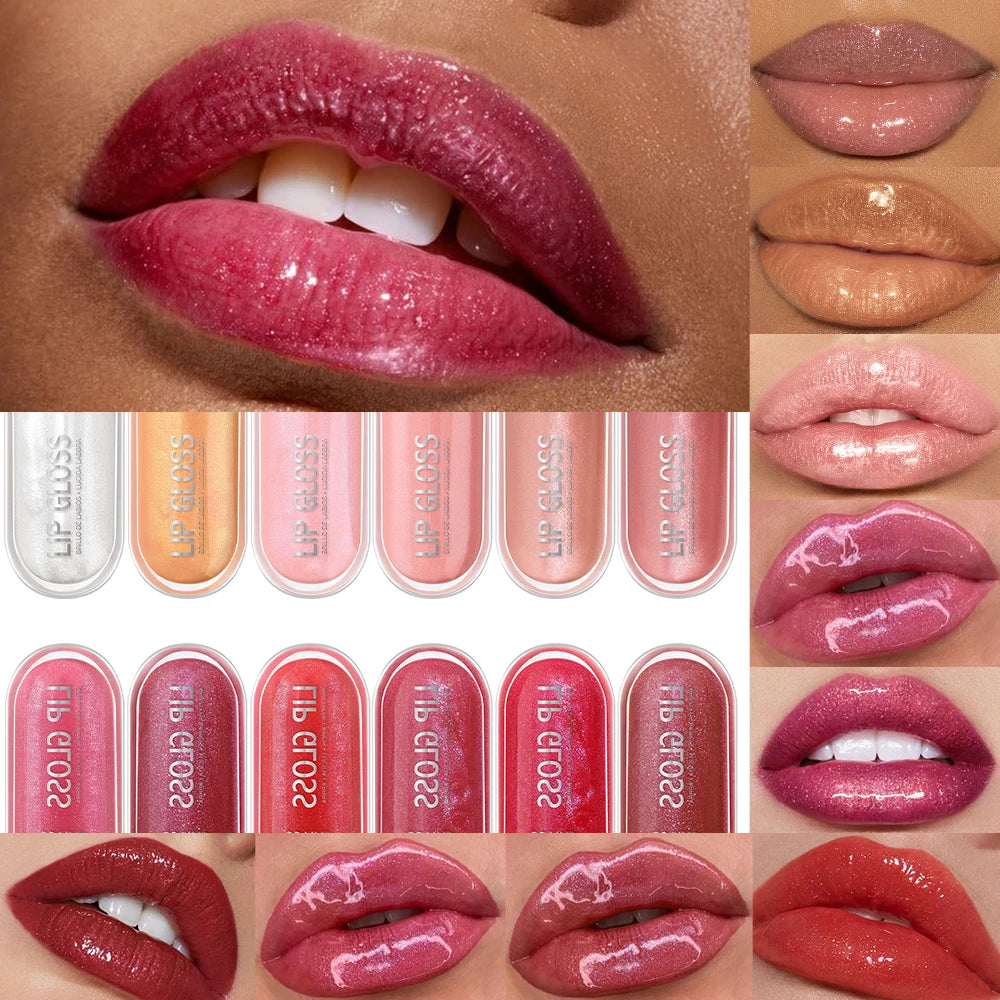 12 Colors Glitter Lip Gloss – Long-Lasting Diamond Pearlescent Metallic Liquid Lipstick
