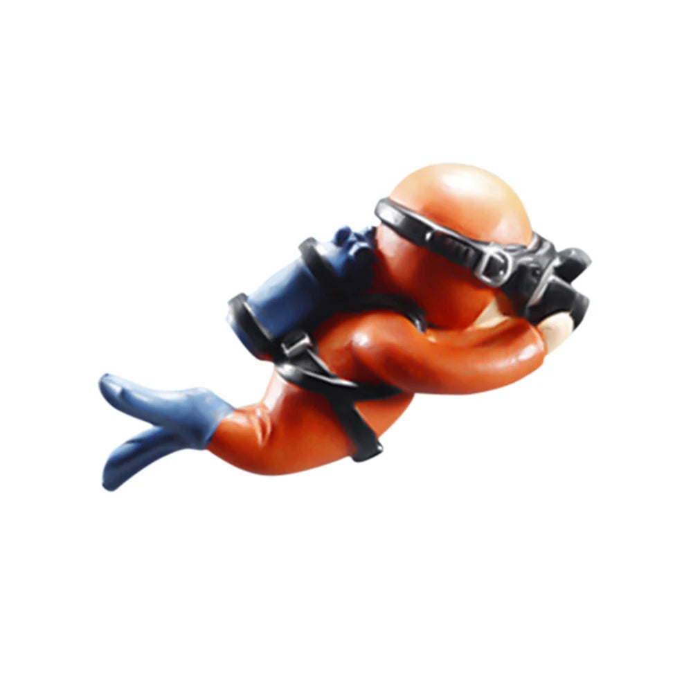 Treasure Chest Diver Aquarium Ornament – Air Bubbler Action Figure Decoration for Underwater Landscape Movement (135g)