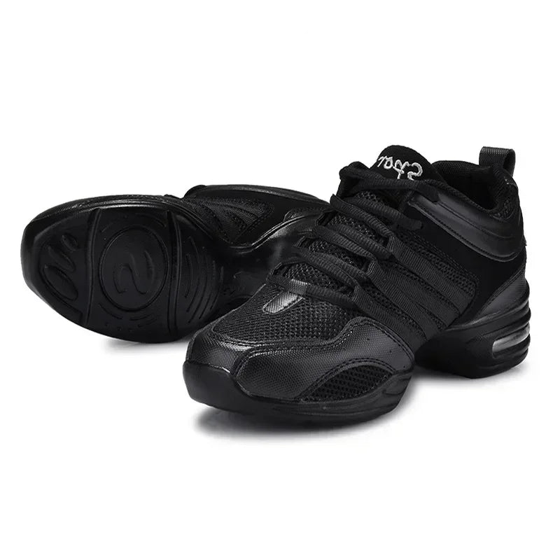 Women's Jazz Dance Sneakers – Breathable Fabric Hip Hop Shoes with Soft Plastic Outsole
