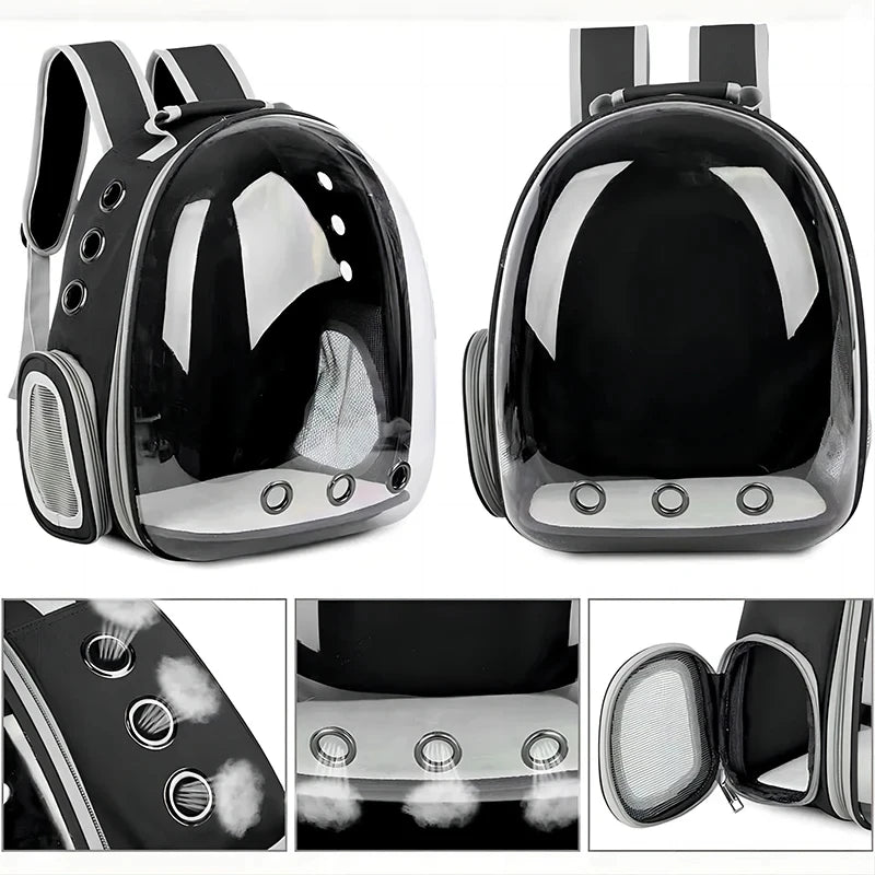 Cat Backpack Carrier – Transparent Panoramic View Pet Travel Bag, Breathable & Lightweight Shoulder Backpack for Medium Cats