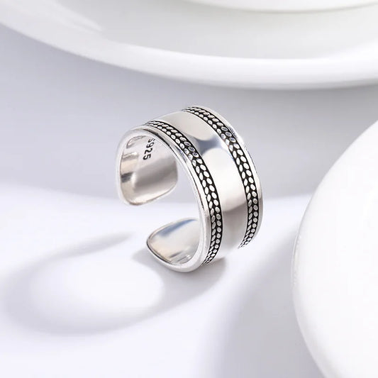 925 Sterling Silver Adjustable Heart Ring – Vintage-Inspired Classic Cocktail Jewelry for Women
