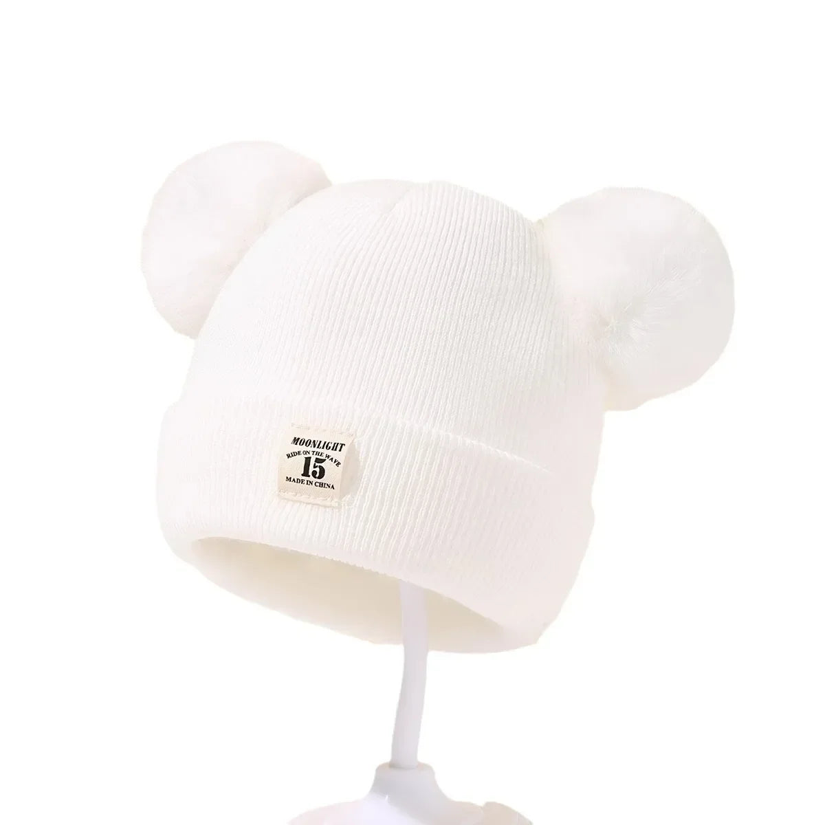 Solid Color Wool Knitted Baby Bonnet with Pompom – Warm Winter Beanie Cap for Newborns and Toddlers (0–3Y)
