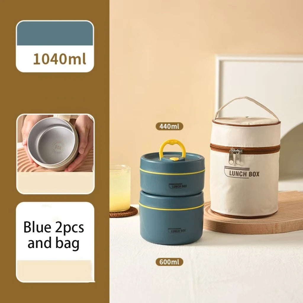 Stackable Stainless Steel Insulated Bento Lunch Box – Leakproof & Microwavable Food Container with Separate Layers