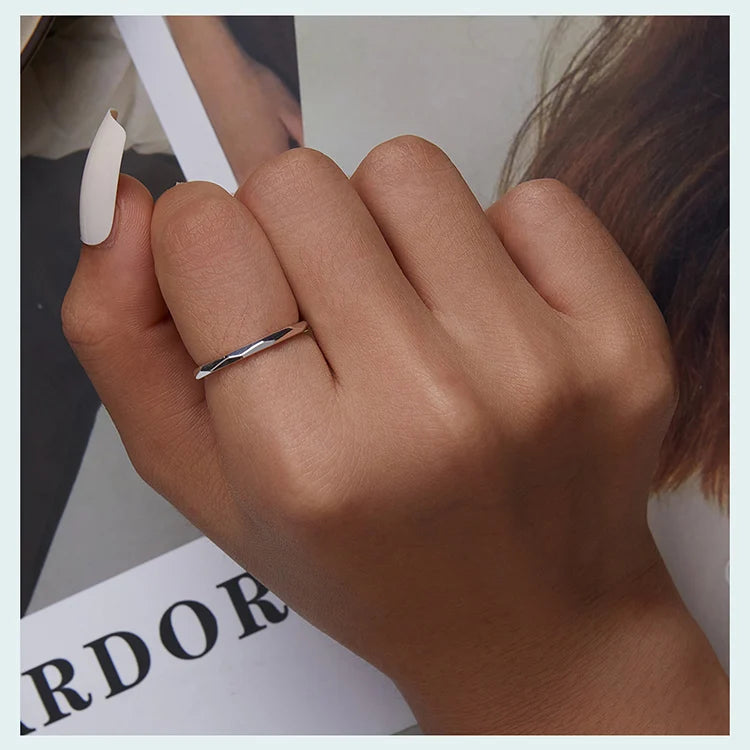 925 Sterling Silver Minimalist Stackable Eternity Ring – Simple Round Band for Women