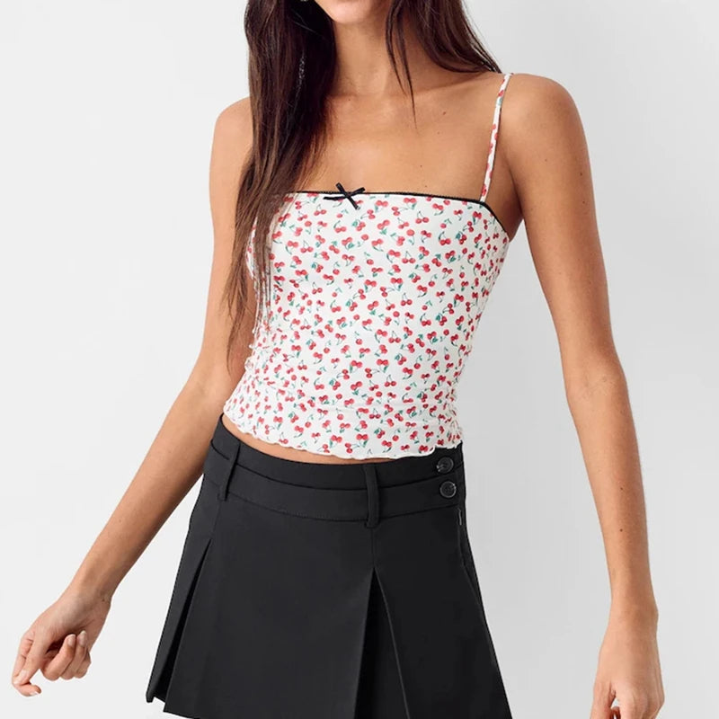 Women's Vintage Leopard Print Backless Crop Top – Slim Fit Spaghetti Strap Camisole with Bow Detail for Summer Y2K Style