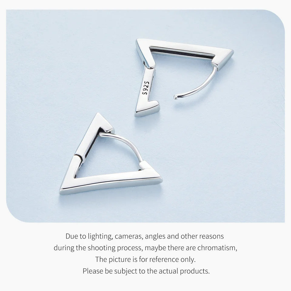 Sterling Silver Geometric Triangle Hoop Earrings – Minimalist Hypoallergenic Design for Women and Girls