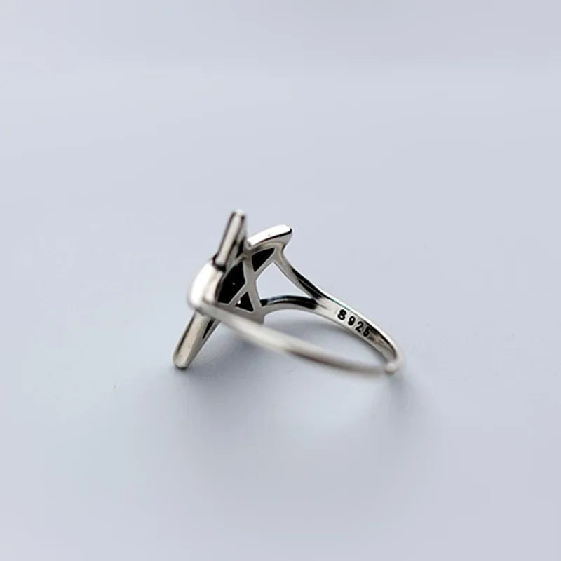 925 Sterling Silver Star-Shaped Adjustable Ring for Women – Trendy Wedding and Party Jewelry Accessory