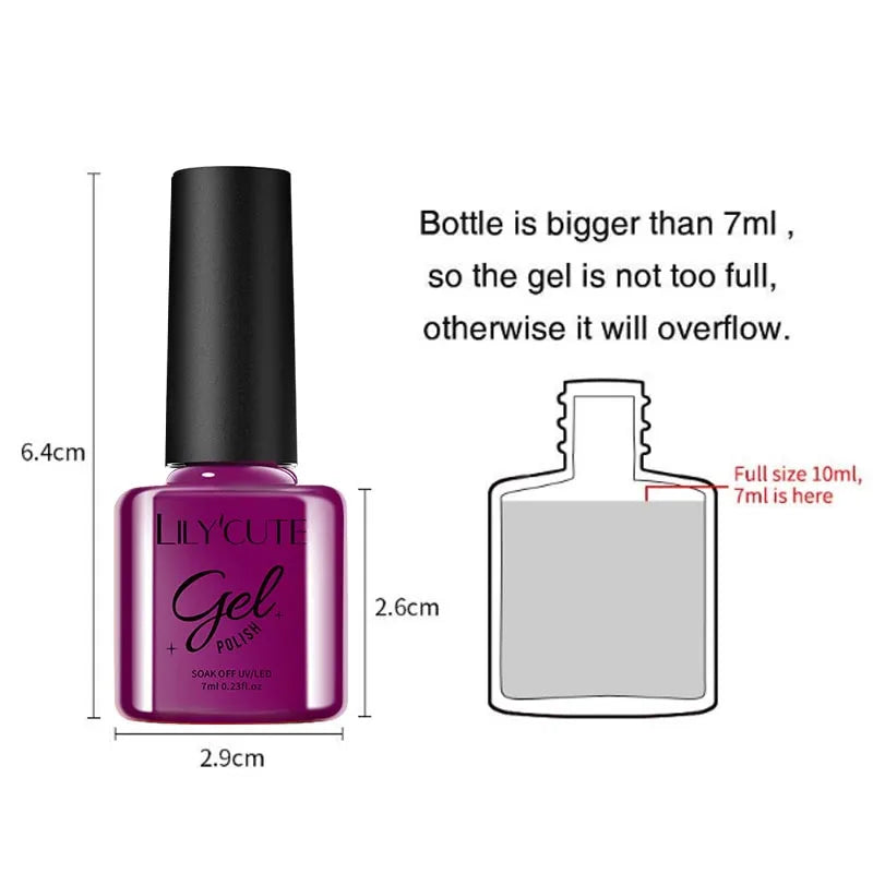 7ml Purple Red Glitter Gel Nail Polish – Soak Off UV Semi-Permanent Varnish for DIY Winter Nail Art