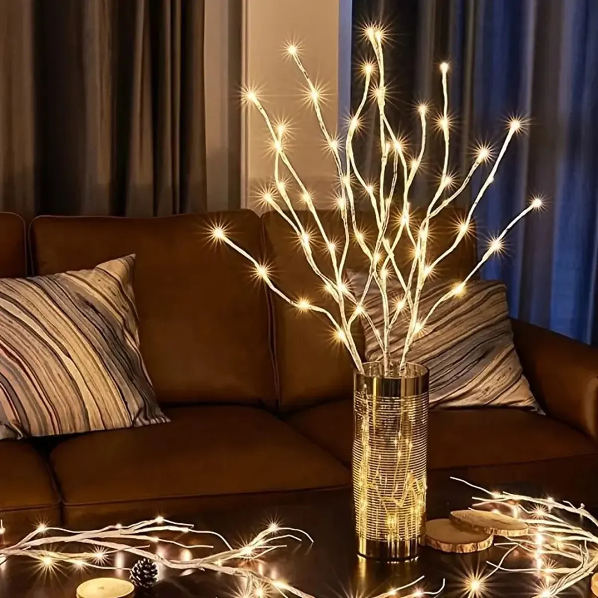 Battery-Operated LED White Birch Branch Lights – 28" Warm or White Twinkle Twig Lights for Christmas, Weddings, Bedroom & Outdoor Decor
