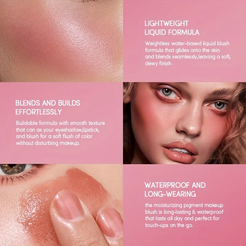 4-Color Long-Lasting Liquid Blush – Lightweight Waterproof Cream Stick for Facial Contouring