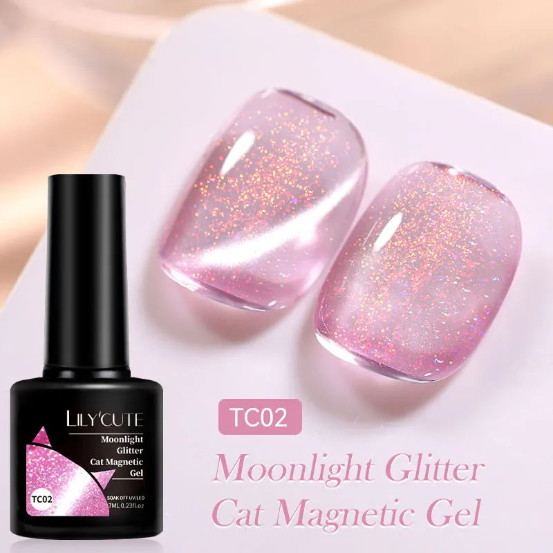 7ml Dynamic Reflective Cat Eye Magnetic Gel – Glitter Soak-Off Nail Polish with 3D Magnet Effect