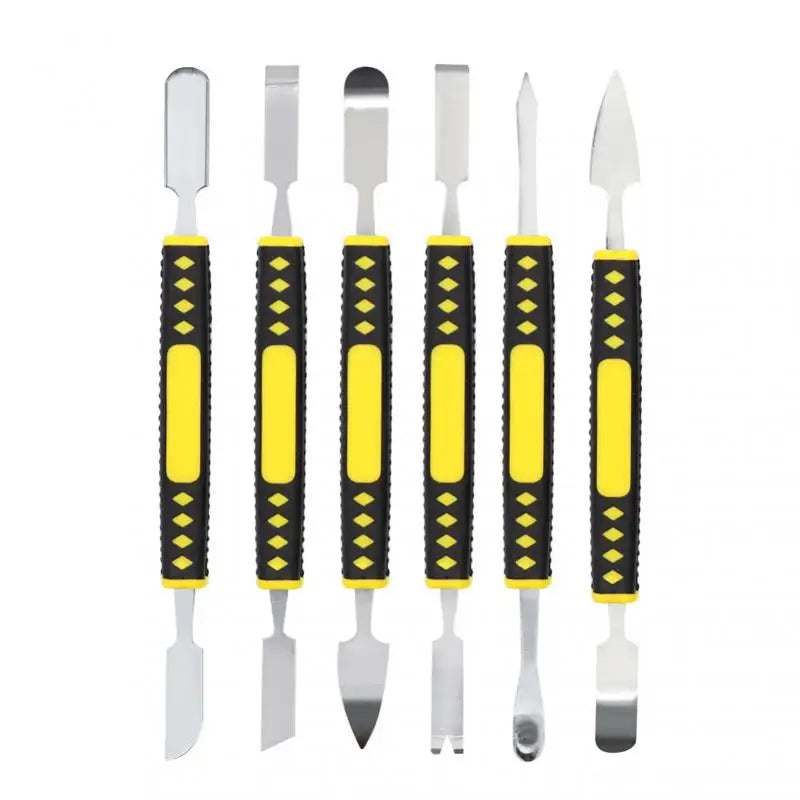 6PCS Metal Crowbar & Spudger Tool Set – Dual-Head Prying Repair Tools for Mobile Phones, Laptops, Electronics