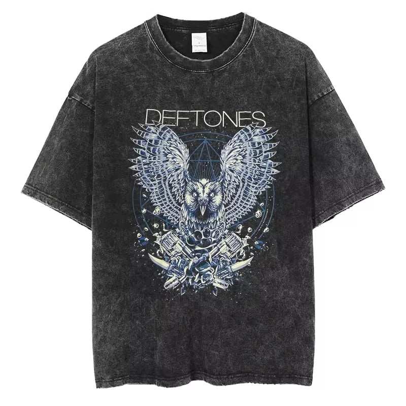 Vintage Deftones Graphic T-Shirt – Washed Cotton Hip-Hop Streetwear for Men and Women