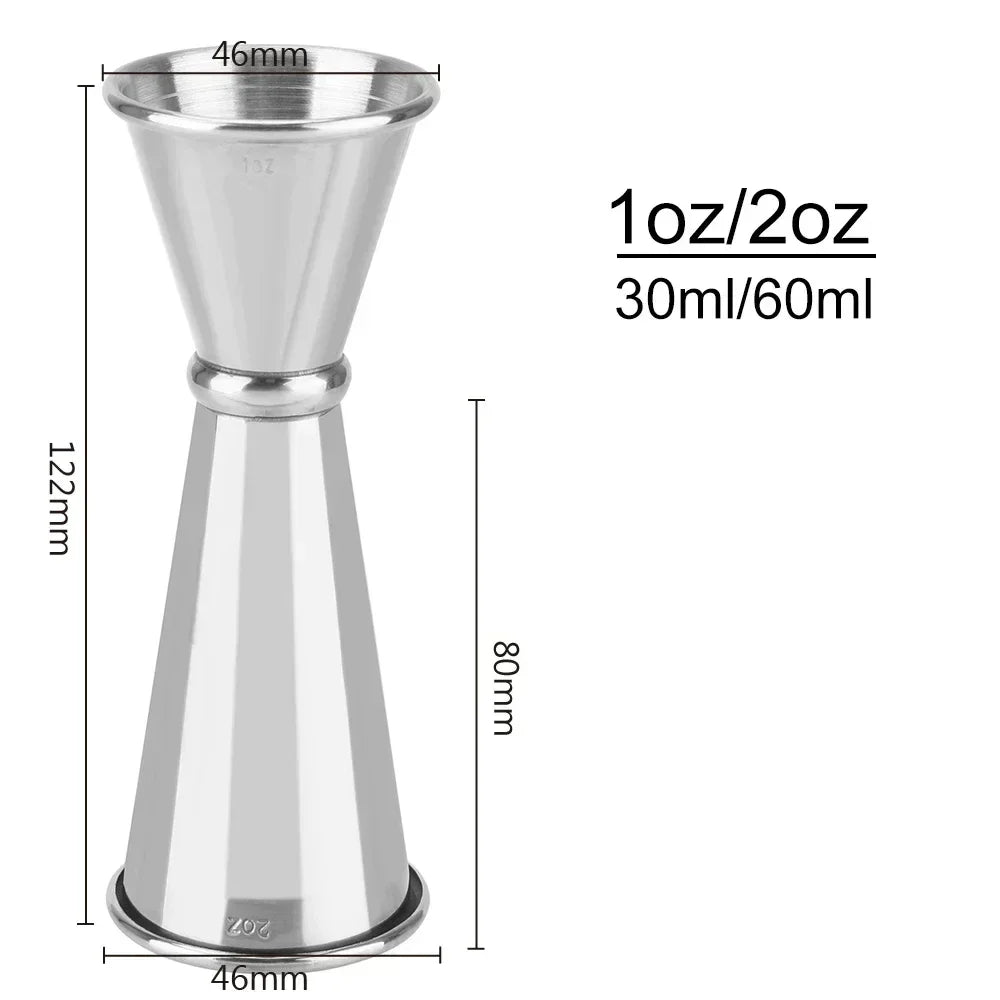 2PCS Stainless Steel Cocktail Measuring Jiggers – 30ml/60ml Double-Sided Spirit Measure Cups for Bartending, Home Bar, and Kitchen Use