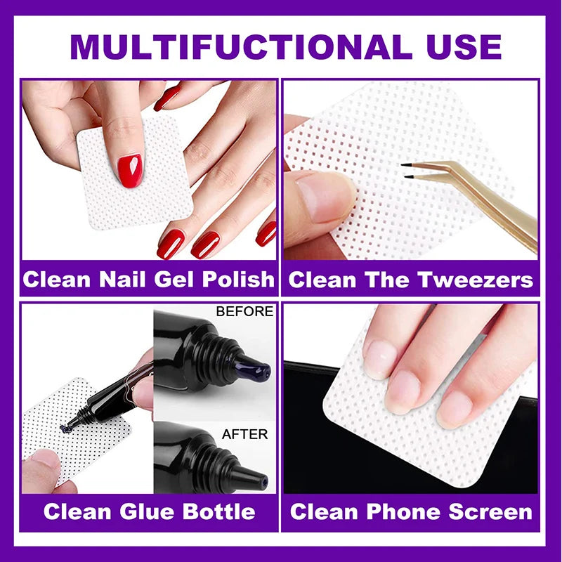 200 Pcs Lint-Free Nail Wipes – Non-Woven Nail Polish Remover Pads for Gel Cleaning, Eyelash Extension & Salon Use