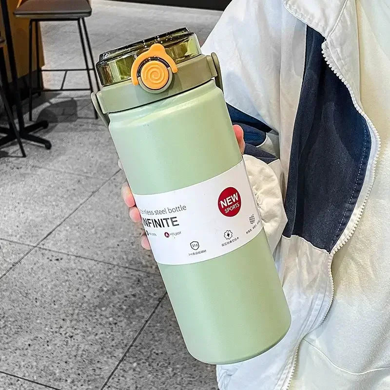 316 Stainless Steel Thermos Bottle – Large Capacity Vacuum Flask with Straw, Hot & Cold Insulated Kettle 1000–1200ml