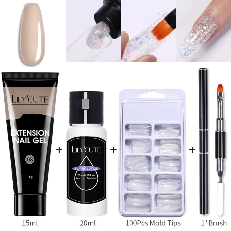 15ml Nail Extension Gel Kit – Soak Off UV Acrylic Gel in White, Clear & Pink for Home or Salon Nail Art