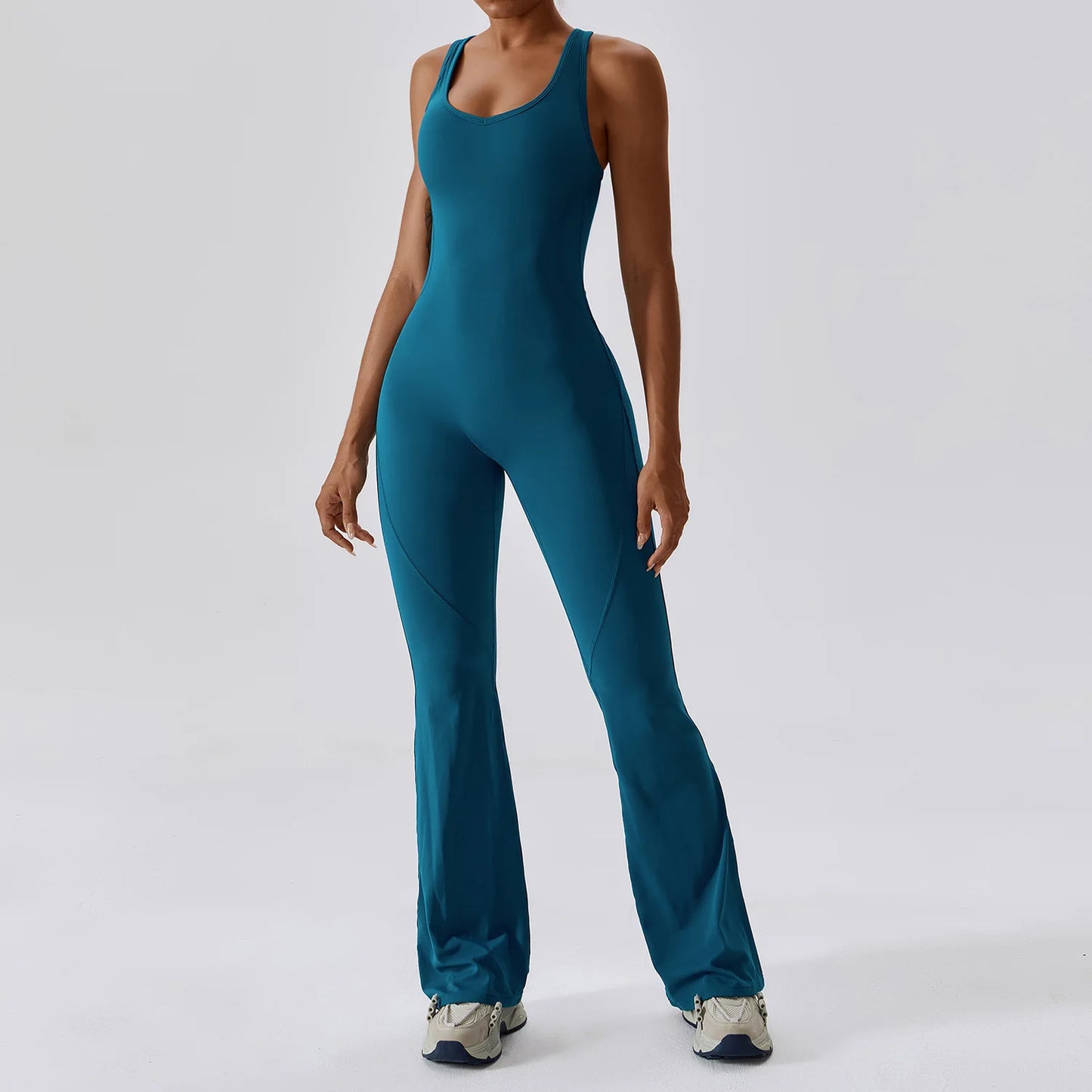 Women's One-Piece Sleeveless Yoga Jumpsuit – Seamless Butt-Lifting Fitness Bodysuit for Activewear & Workout