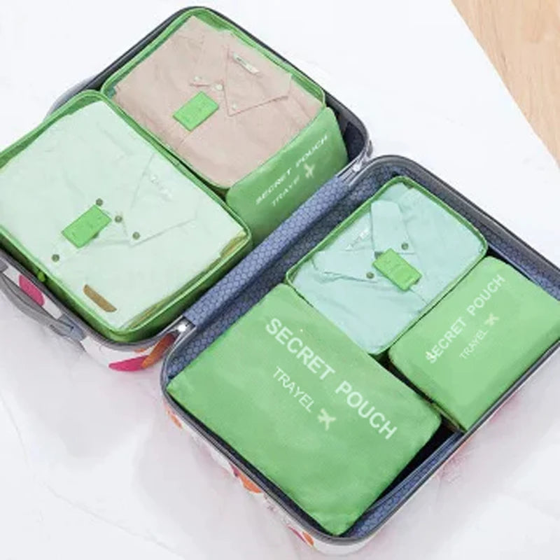 6-Piece Waterproof Travel Storage Bag Set – Large Capacity Oxford Packing Organizers for Clothes, Underwear, and Accessories