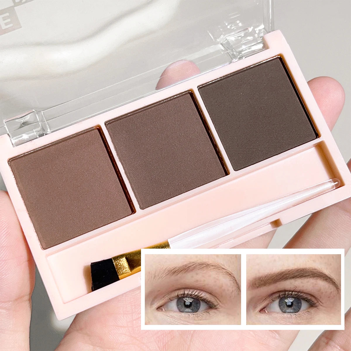 3-Color Brow Powder Set with Brush – Long-Lasting, Natural Definition for Fuller, Sculpted Brows
