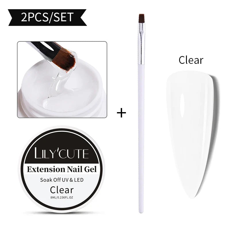 6-in-1 HEMA-Free Hard Gel Nail Polish – Clear Self-Leveling Nail Extension & Reinforcement Builder Gel (8ml)