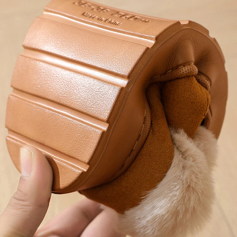 Women's Anti-Slip Faux Suede Snow Boots – Thick Plush Winter Platform Slip-On Shoes
