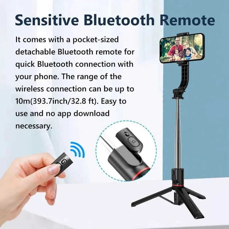 Wireless Bluetooth Selfie Stick Tripod for Smartphones – 44-Inch Foldable Stand with Remote Control for Vlogging, Photos, and Video Recording