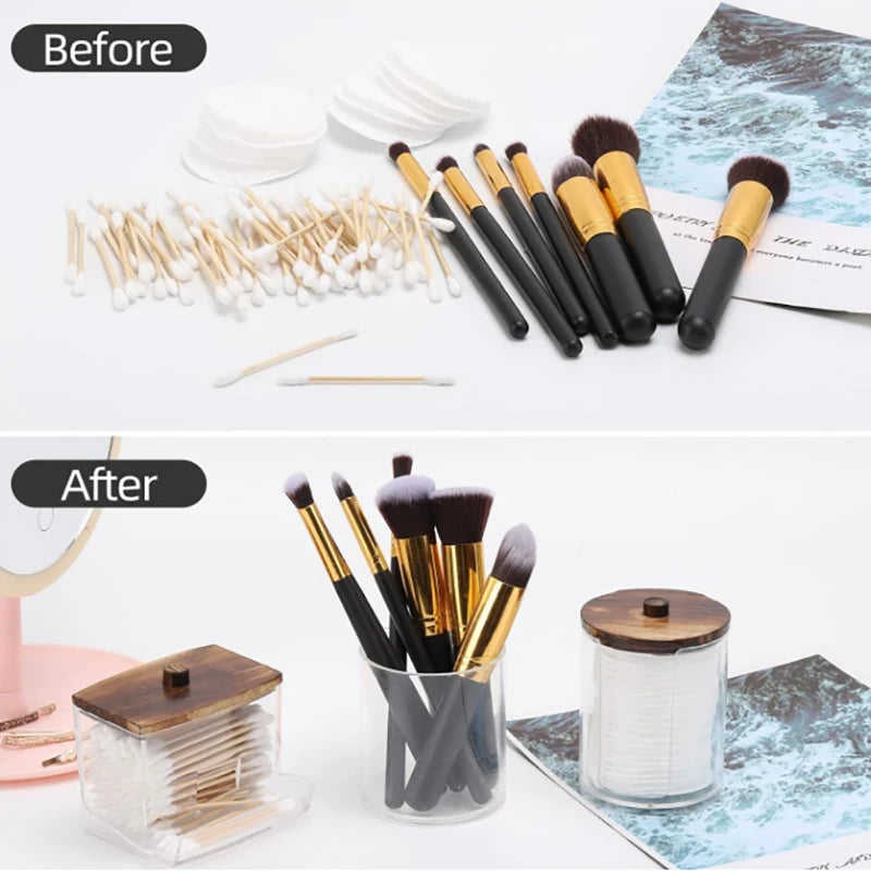 Bathroom Organizer Jar Set with Clear Lids – Qtip Holder, Cotton Swab Dispenser, Cotton Ball Storage