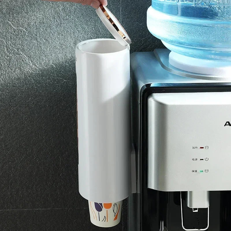 Wall-Mounted Automatic Cup Dispenser – Disposable Paper Cup Holder with Suction Mount