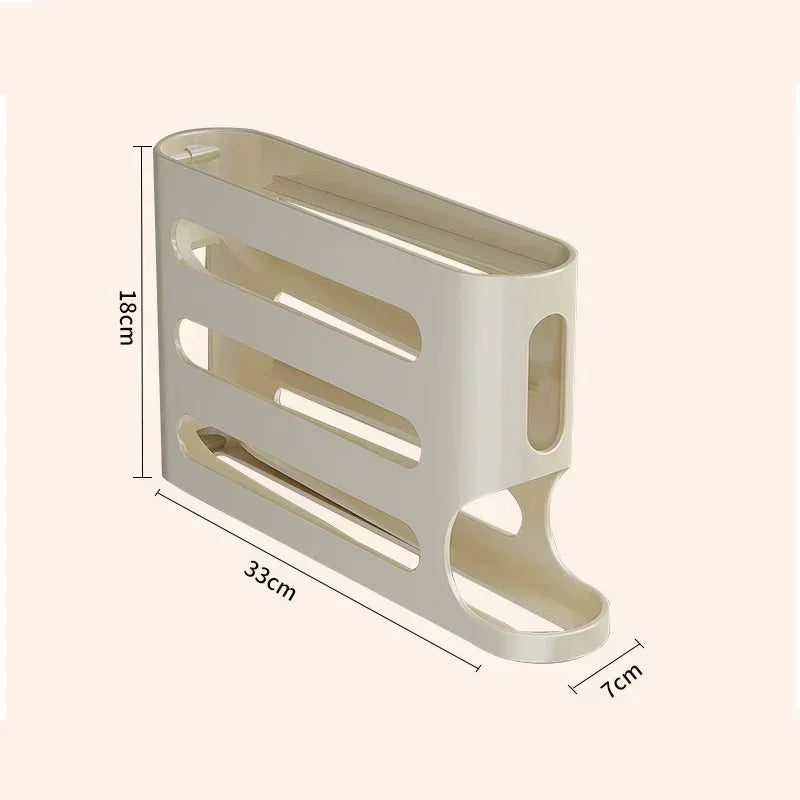 4-Layer Sliding Egg Storage Box – Ladder Style Automatic Egg Rolling Container for Refrigerator Door