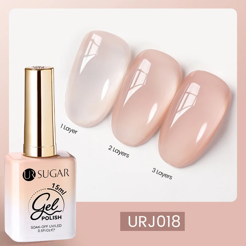 UR SUGAR 15ml Blood Red Jelly Gel Polish – Translucent Crystal Nude Gel for Fall & Winter UV/LED Manicure