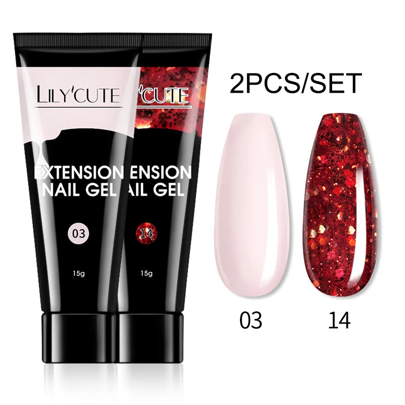 15ml Nail Extension Gel Kit – Soak Off UV Acrylic Gel in White, Clear & Pink for Home or Salon Nail Art