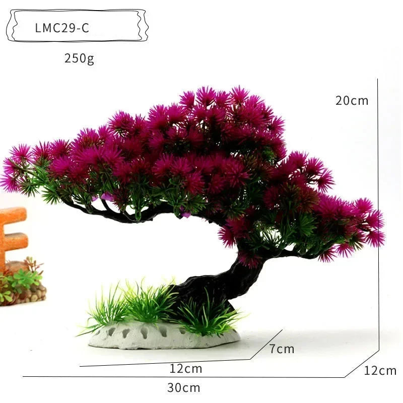 Simulation Aquarium Plant Decoration – Plastic Water Plants, Flowers, Trees, and Rock Accessories for Fish Tank Landscaping