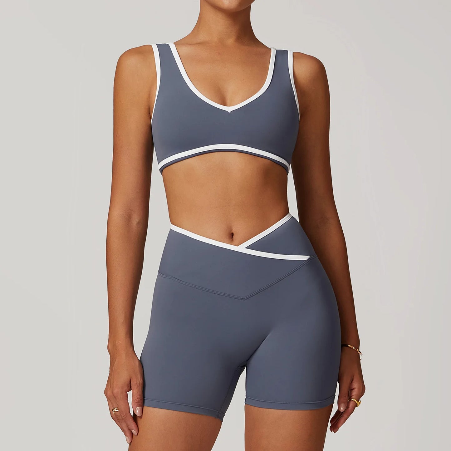 2PCS Women's Yoga & Workout Set – Short Sleeve Crop Top and High-Waist Leggings Sportswear