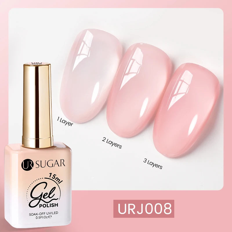 UR SUGAR 15ml Blood Red Jelly Gel Polish – Translucent Crystal Nude Gel for Fall & Winter UV/LED Manicure