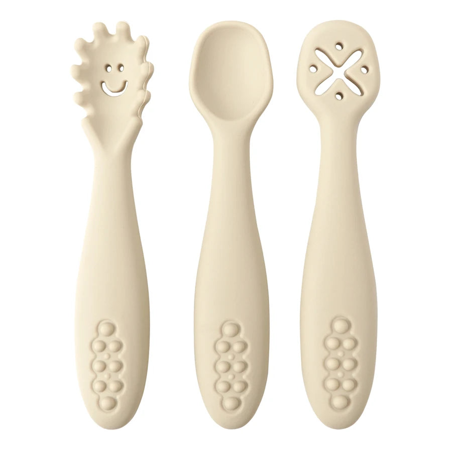 3PCS Baby Silicone Feeding Spoon Set – Safe Learning Utensils for Toddlers and Newborns