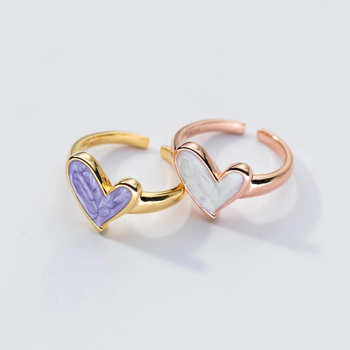 Vintage 925 Sterling Silver Drip Glue Heart Finger Ring Adjustable  Silver Rings For Women Wedding Luxury Jewelry Brand Gift