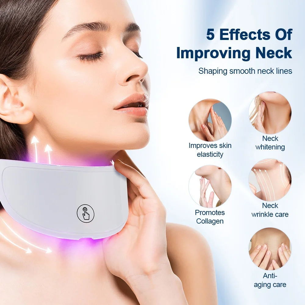 7-Color LED Facial and Neck Light Therapy Mask – Red Light Anti-Aging Device for Skin Tightening, Lifting, Rejuvenation, and Whitening