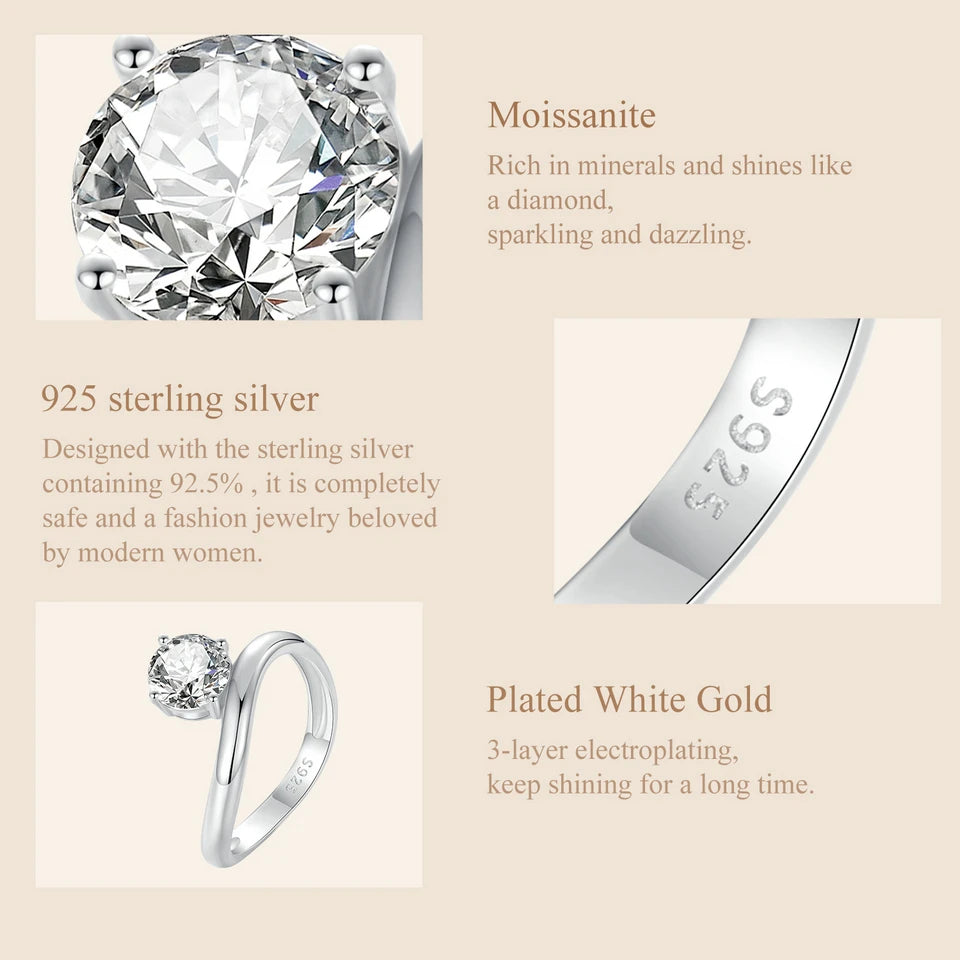1 Carat Moissanite Line Ring – D Color VVS1 Solitaire on 925 Sterling Silver with Pave Setting for Women