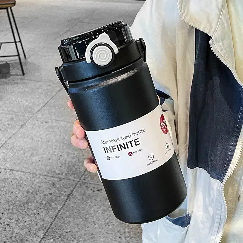316 Stainless Steel Thermos Bottle – Large Capacity Vacuum Flask with Straw, Hot & Cold Insulated Kettle 1000–1200ml