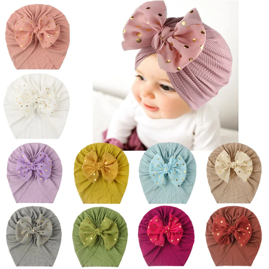 Soft Cotton Baby Turban Hat with Bow – Infant Girl Beanie for Newborn to 2 Years, Photography & Daily Wear