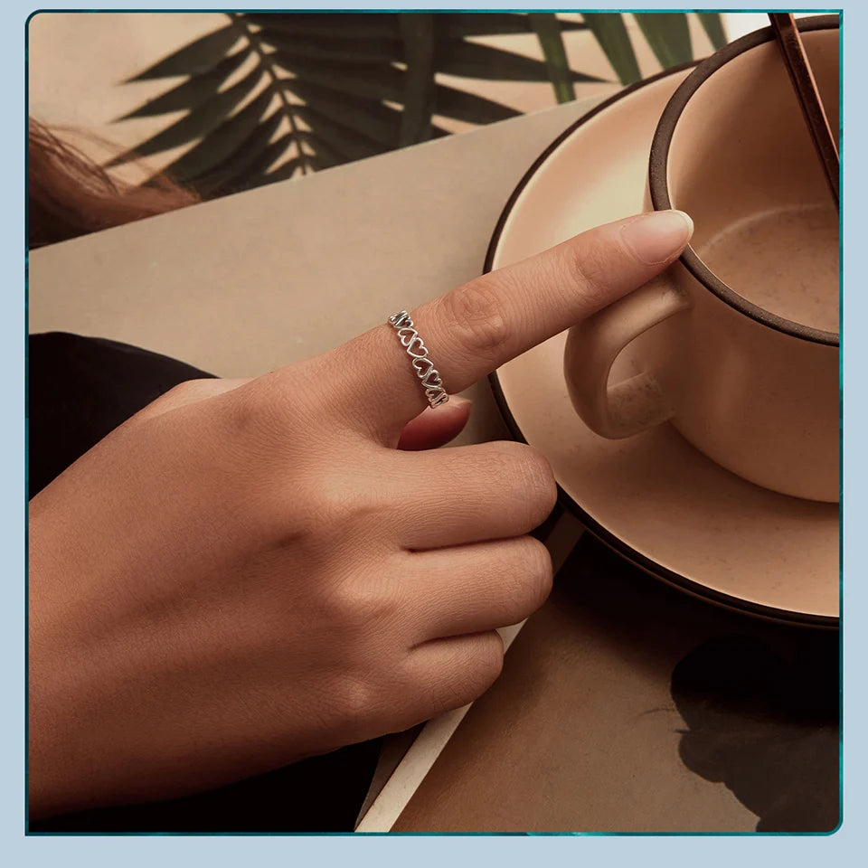 925 Sterling Silver Heart Stackable Ring – Classic Valentine's Love Band for Women