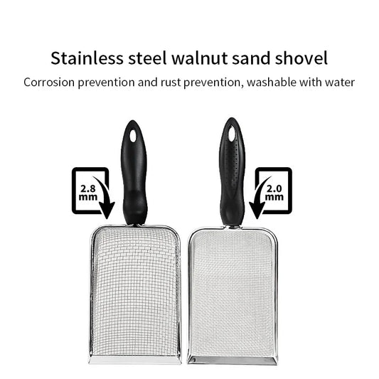 Stainless Steel Cat Litter Scoop – Fine Mesh Shovel for Reptile Sand and Pet Bedding Cleanup