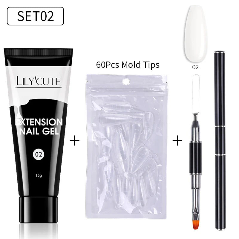 15ml Nail Extension Gel Kit – Soak Off UV Acrylic Gel in White, Clear & Pink for Home or Salon Nail Art