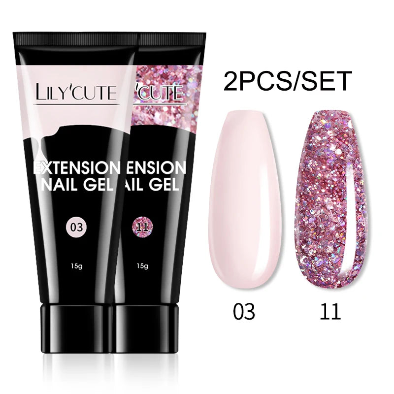 15ml Nail Extension Gel Kit – Soak Off UV Acrylic Gel in White, Clear & Pink for Home or Salon Nail Art