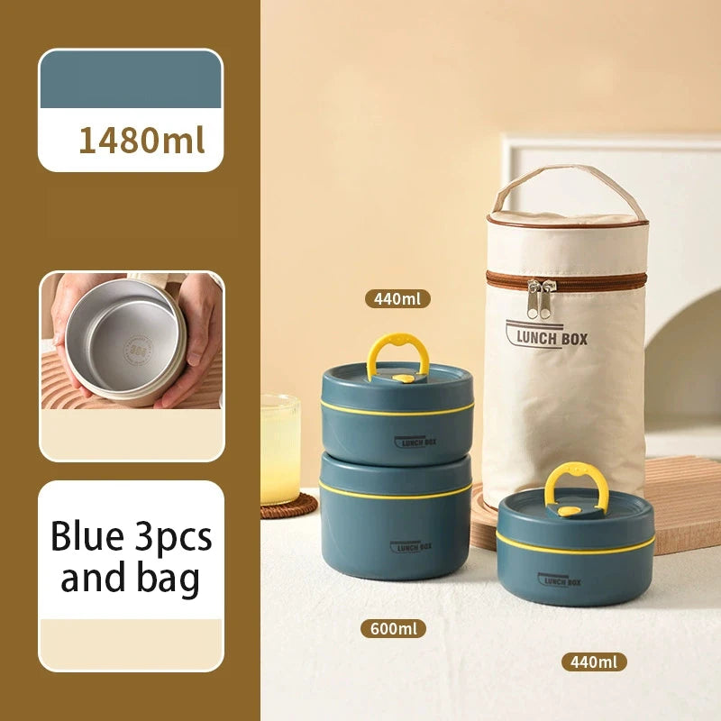Stackable Stainless Steel Insulated Bento Lunch Box – Leakproof & Microwavable Food Container with Separate Layers