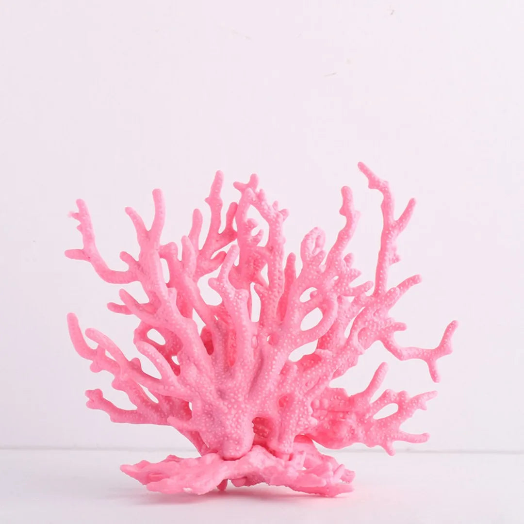 Artificial Coral Aquarium Decoration – PVC Simulated Coral Water Plant for Fish Tank Aquascape – Pink & Blue Resin Ornament for Marine Landscape