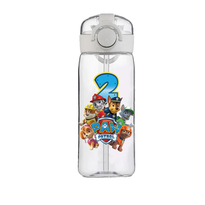 400ml PAW Patrol Chase Water Bottle – Leak-Proof Cartoon Plastic Cup with Straw for Kids, School, and Outdoor Sports Use