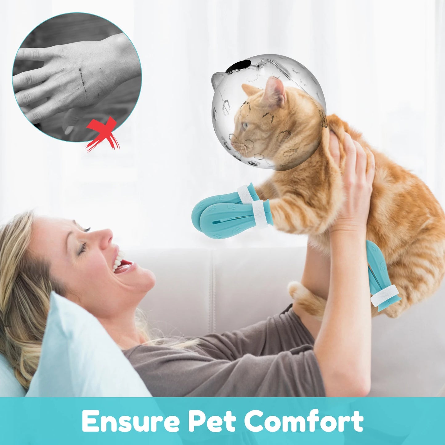 1/2Pcs Cat Muzzle with 4 Silicone Paw Shoes – Anti-Bite, Anti-Licking Pet Grooming Helmet Hood with Breathable Design